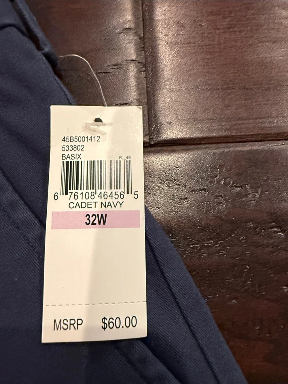 Izod Navy Flat-Front Cotton Chino Shorts